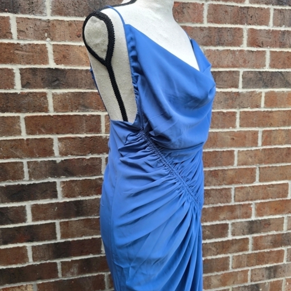 NWT Abercrombie & Fitch Blue One Shoulder Ruched Bodycon Dress Size S - Picture 7 of 11